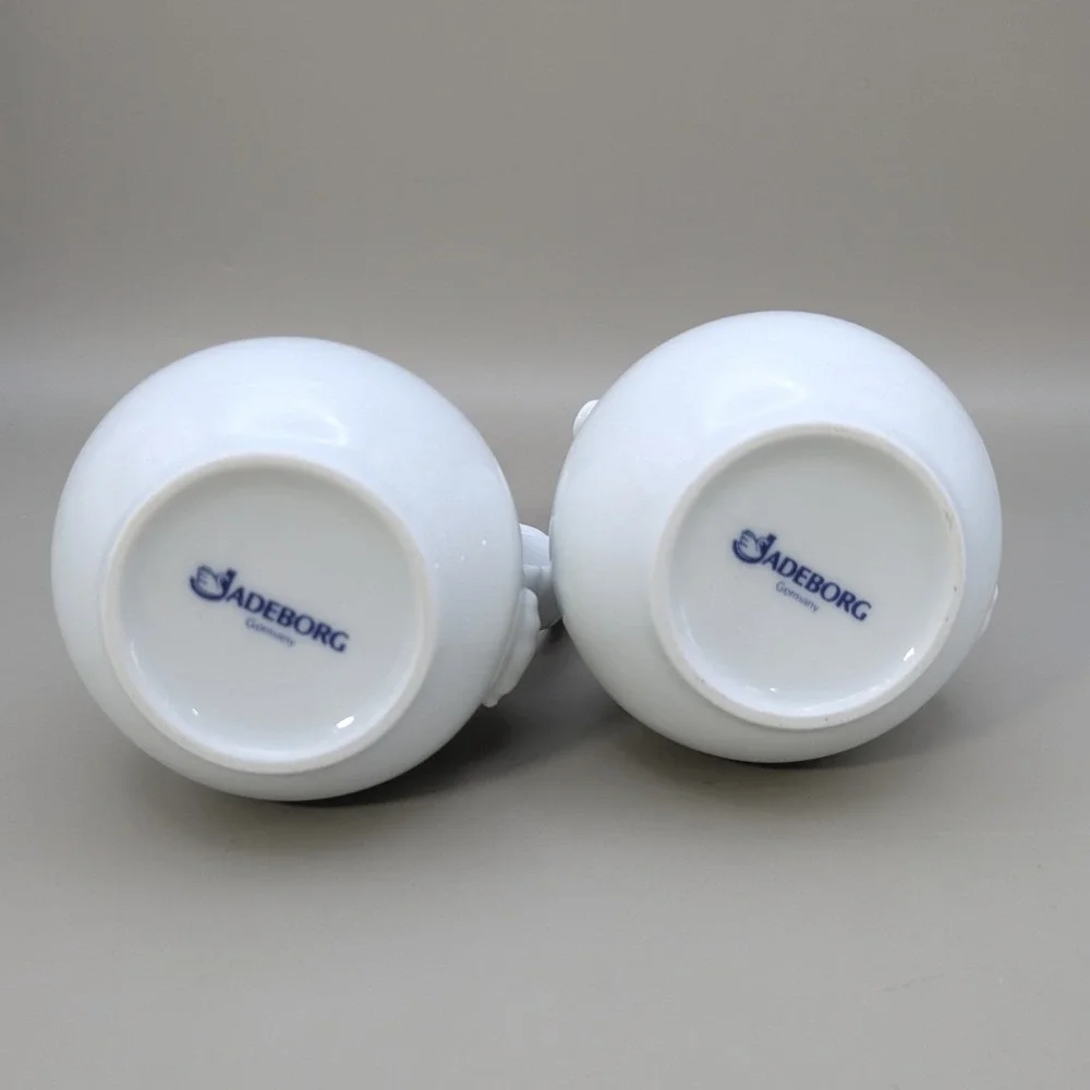 Vintage Jadeborg Germany White Porcelain Oil Vinegar Cruet Set Sugar Bowl 3 Pc
